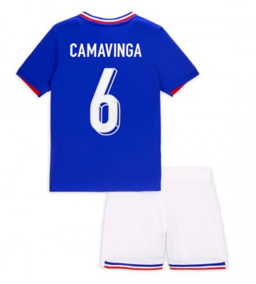 Frankrig Eduardo Camavinga #6 Hjemmebanesæt Børn EM 2024 Kort ærmer (+ korte bukser)